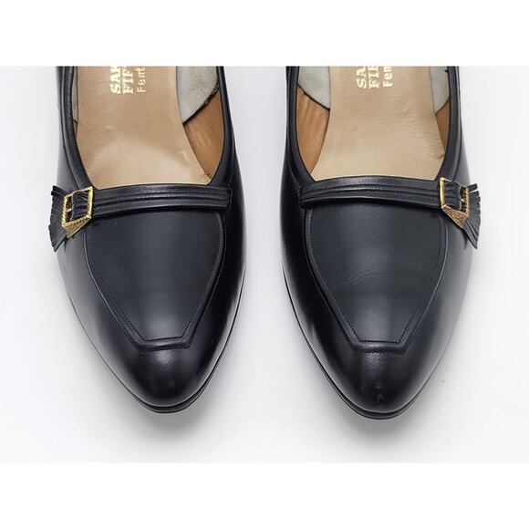 Saks Fifth Avenue Womens 'Fenton Last' Classic Black Leather Platform Pumps 9.5 - Picture 9 of 12